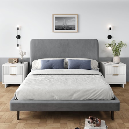 Manhattan Comfort Granville White 2-Drawer Nightstand, 2PK 2-NS-5011